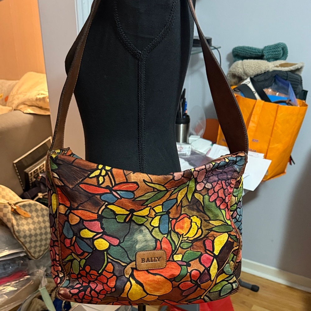 Authentic Bally Vibrant Floral Shoulder Bag